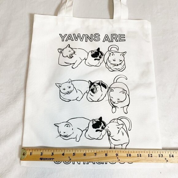 5/$25 Yawns are‎ Contagious kitty cat shopping tote bag purse - Picture 3 of 5
